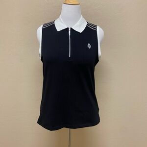 NWOT Lauren Ralph Lauren Active Sleeveless Polo Tank | Black & White | Size XL